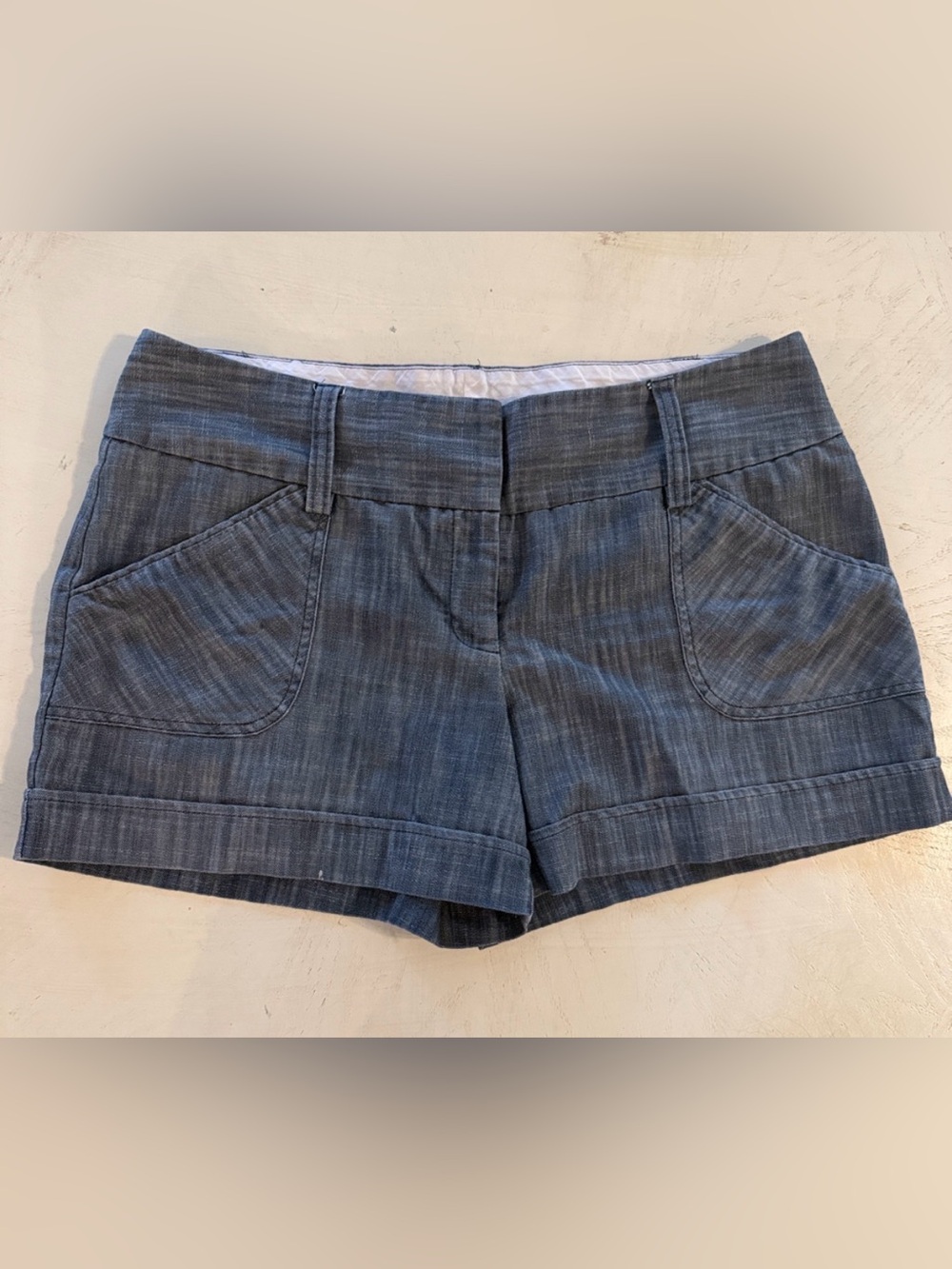 Maurices Steel Gray Denim-Style Cuffed Loose Fit Low-Rise Shorts 13/14
